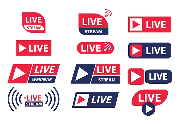 Set of Live stream icons.