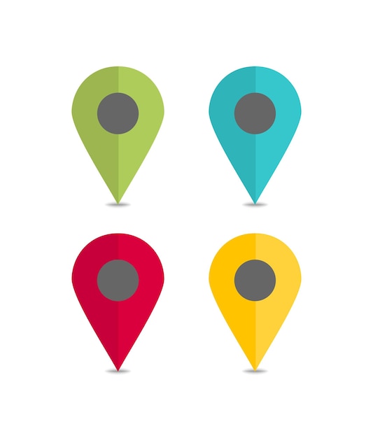 set of location icons with little shadow
