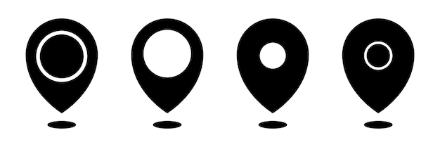 Set of Location Pin Icons with Variations