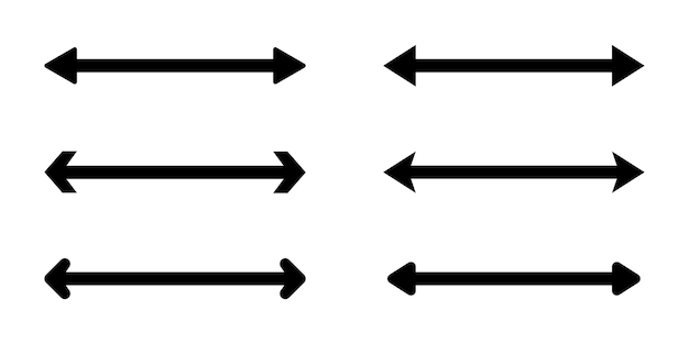 set of long arrows vector icons black horizontal double arrow vector 10 eps