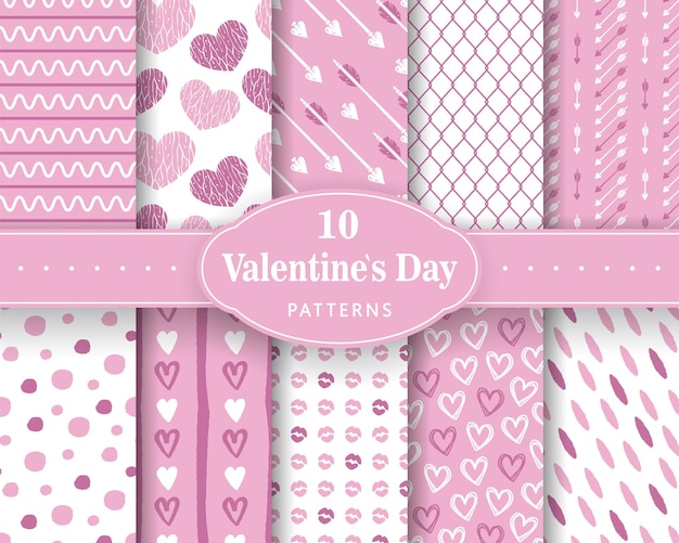 Set of love patterns wallpaper for Valentines Day