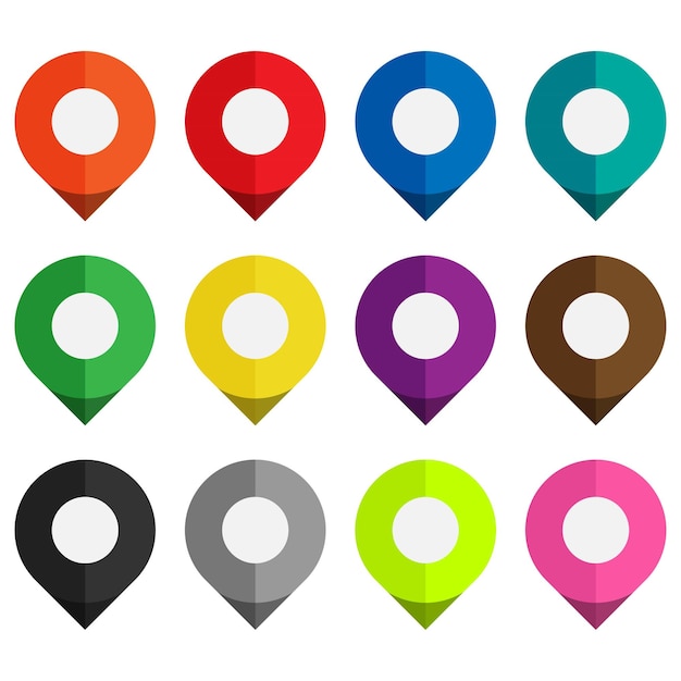 Set of map pointers with white dots