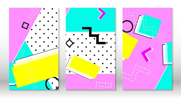 set of memphis patterns. abstract colorful fun background. hipster style 80s-90s. memphis elements.