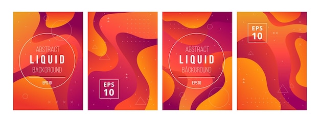 Set of minimal template in modern style design with fluid wavy shapes