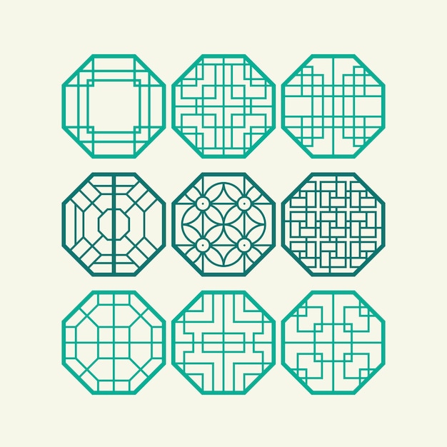set of minimalist geometric octagonal patterns vector collection