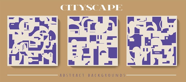 set of modern abstract architecture pattern backgrounds minimalist geometry houses shapes vector