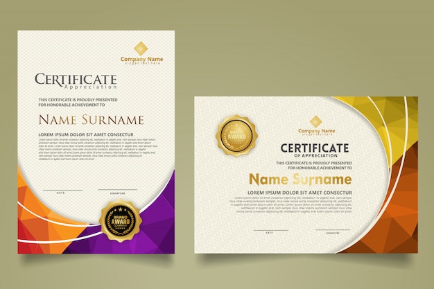 set of modern certificate template with abstract design