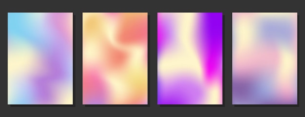 Set of modern colorful abstract liquid background a4 Dynamic gradient blurred waves