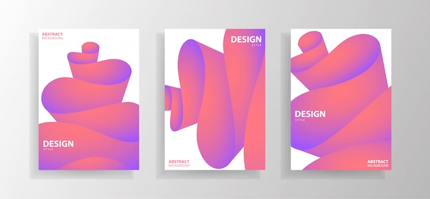 set of modern colourful abstract wave