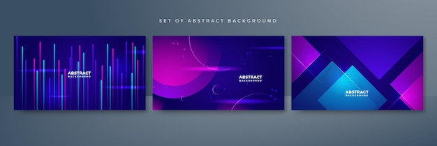 set of modern digital business technology blue purple abstract design background with lines waves speed lights motion data concept science element cyberspace shapes and connection lines