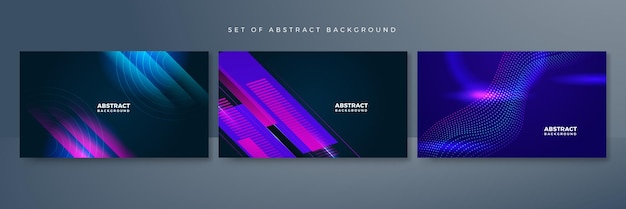 set of modern digital business technology blue purple abstract design background with lines waves speed lights motion data concept science element cyberspace shapes and connection lines
