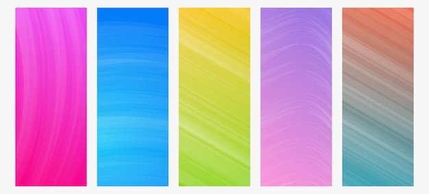Set of modern gradient backgrounds with wave line