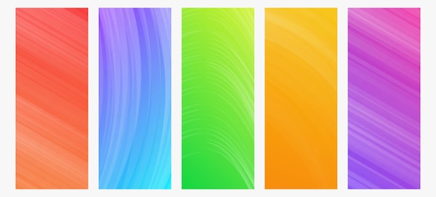 set of modern gradient backgrounds with wave line
