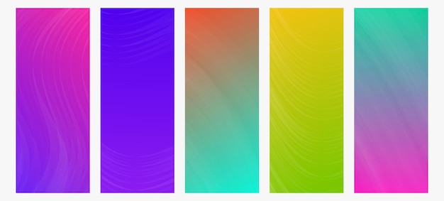 Set of modern gradient backgrounds with wave line