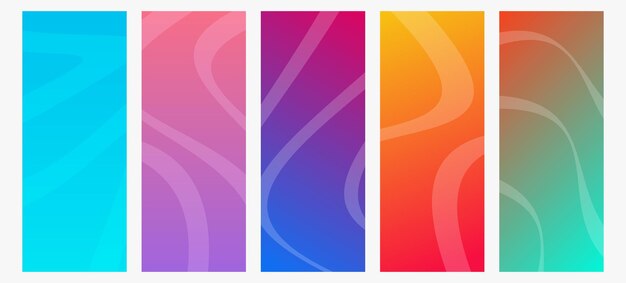 Set of modern gradient backgrounds with wave line