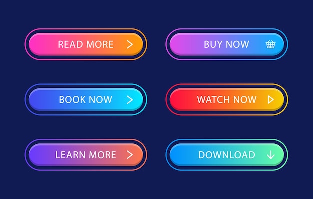Set of modern gradient web buttons.