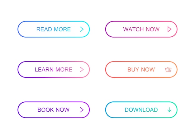 set of modern material style buttons. different gradient colors. modern vector illustration flat style.