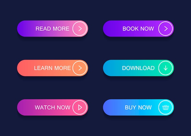 Set of modern material style buttons.
