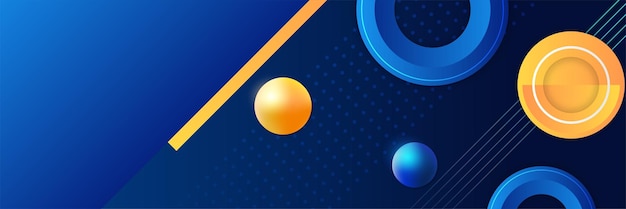 Set of modern memphis geometric blue abstract banner design background