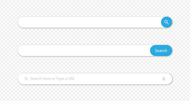 Set of Modern Rounded Search Bar UI Elements with Transparent Background for Web and App Design
