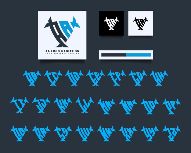 set of monogram logo design bundle with triangle radioactive radiation style