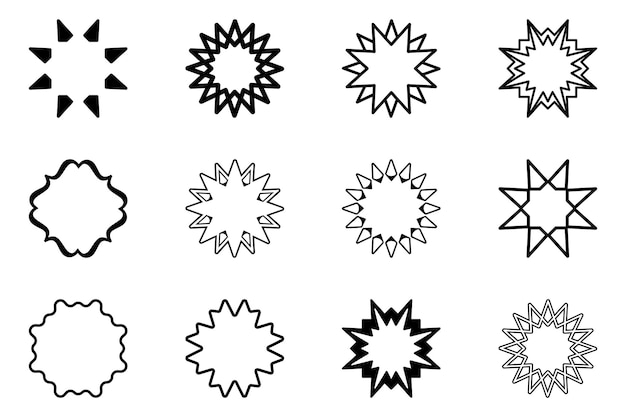 Set of Multi pointed star decorative design element Vector illustration