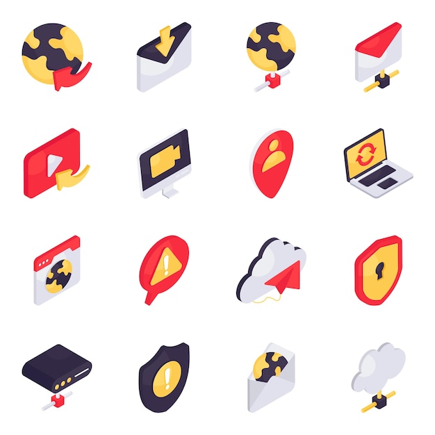 Set of Network Technology Isometric Icons