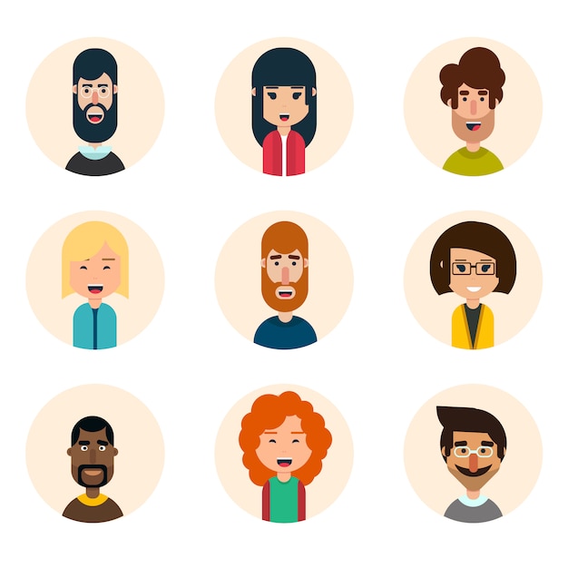 Set of nine avatar vector icons
