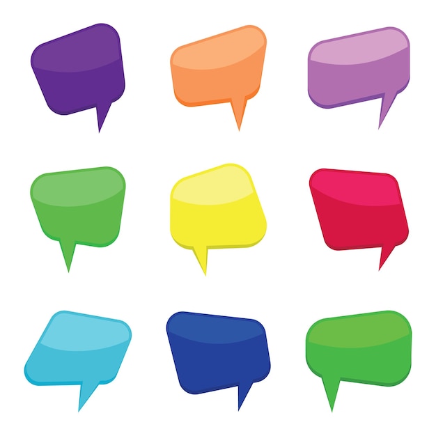 Set of nine colorful cartoon comic balloons speech bubbles without phrases and with shadow Vector illustrationxA