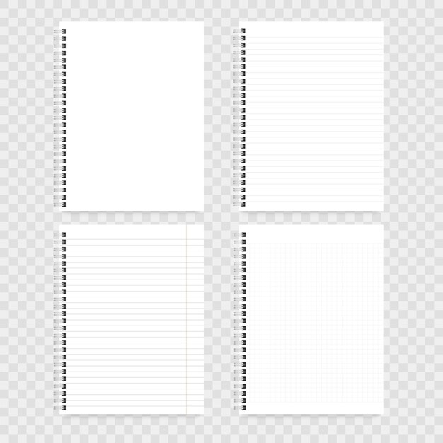 Set of notebook papers with lines and metal spiral Vector