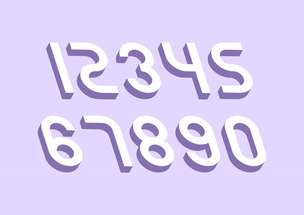 Set of numbers with with 3d isometric effect