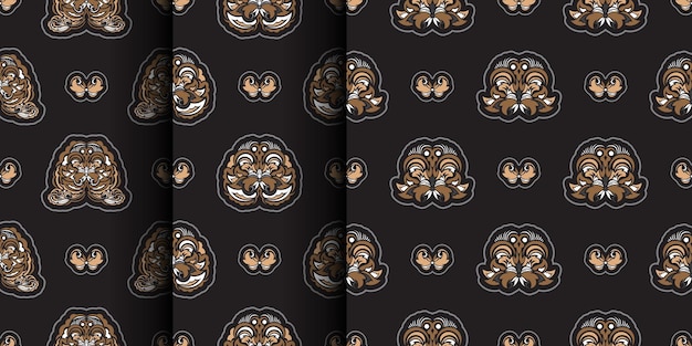 Set of oriental vector damask patterns for greeting cards and wedding invitations Seamless pattern in baroque style