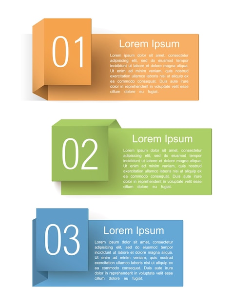 set of origami folded banners with numbers and place for text vector eps10 illustration