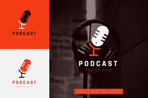 set of podcast microphone logo vector design template with different color style
