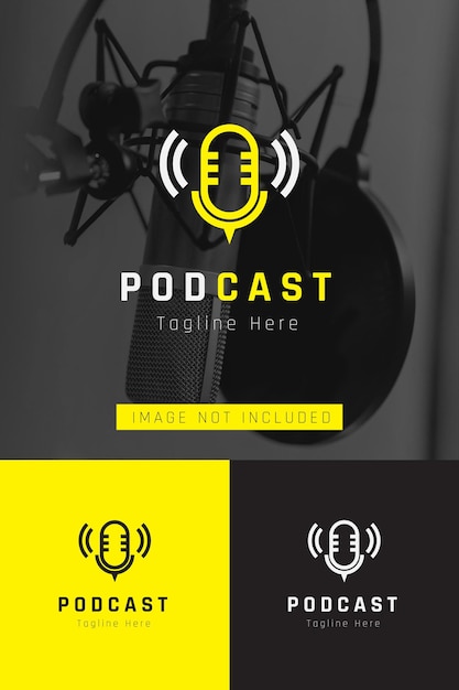 set of podcast microphone logo vector design template with different color style