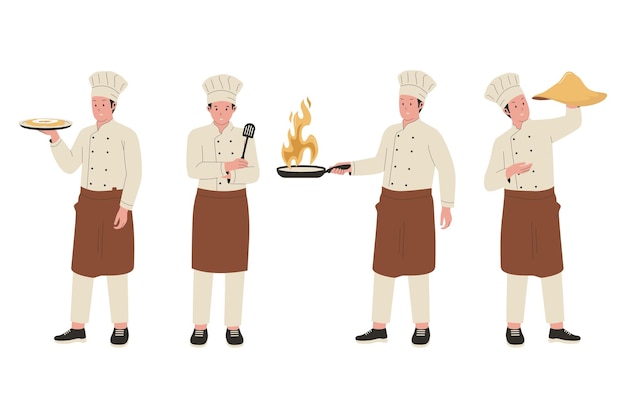 Set of professional chef character