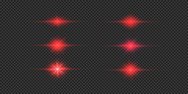 set of red horizontal light effects of lens flares
