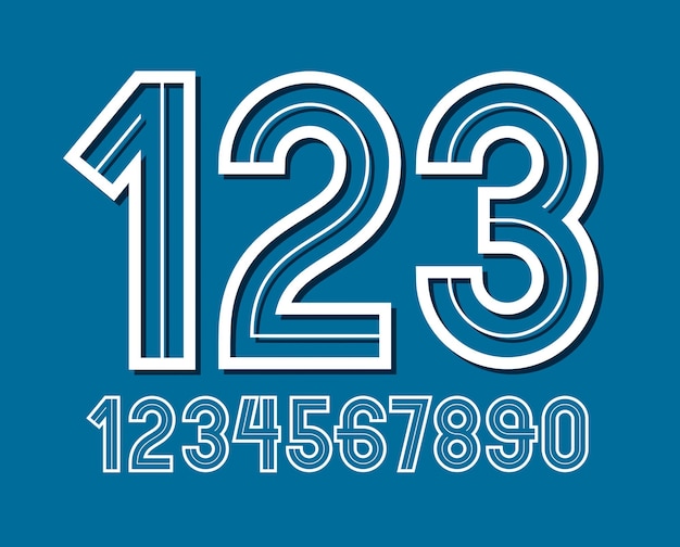 set of retro bold rounded vector numbers can be used for logo creation.
