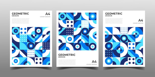 set of retro geometric pattern cover book template designbauhaus poster design
