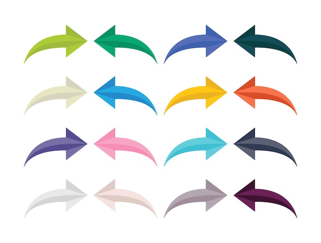 set of right and left arrow icons colorful flat design