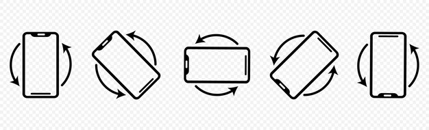 Set of rotate mobile phone icons in black