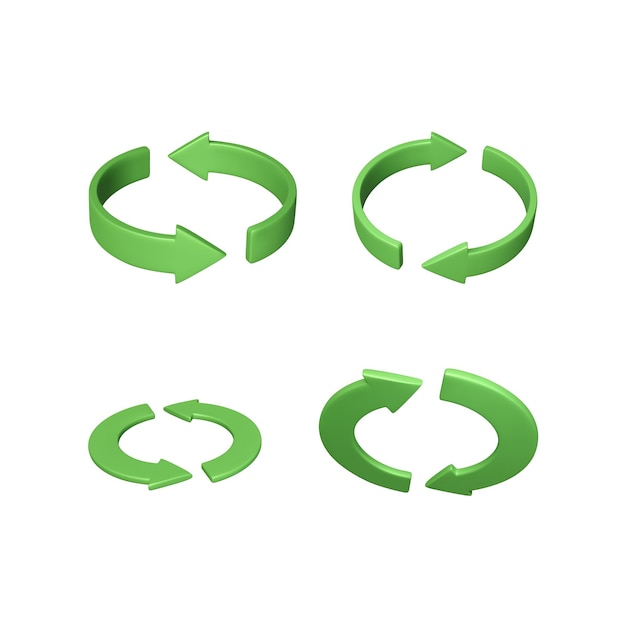 set of rotation arrows looping in circle for app or web interfaces green refresh icon isolated on white background reload symbol vector illustration
