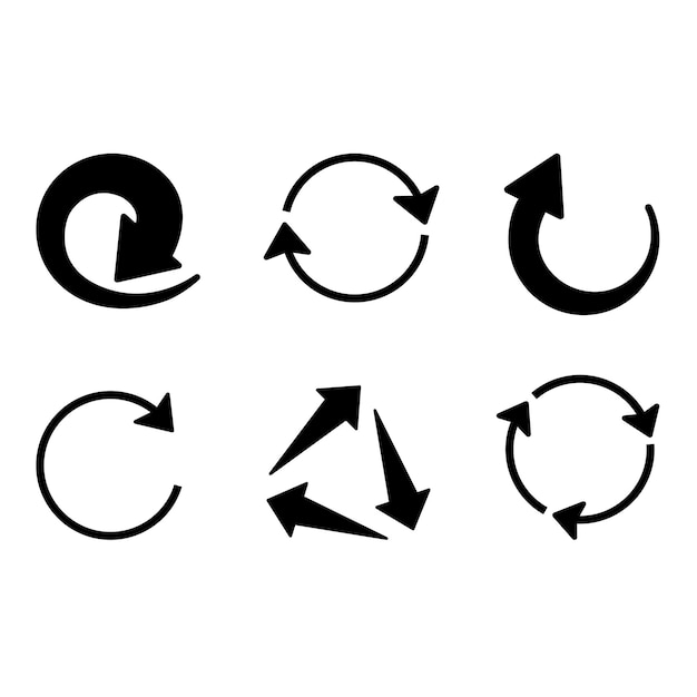 Set of Round Black Arrows