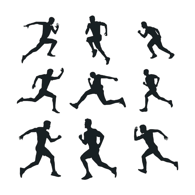 set of runner vector silhouette