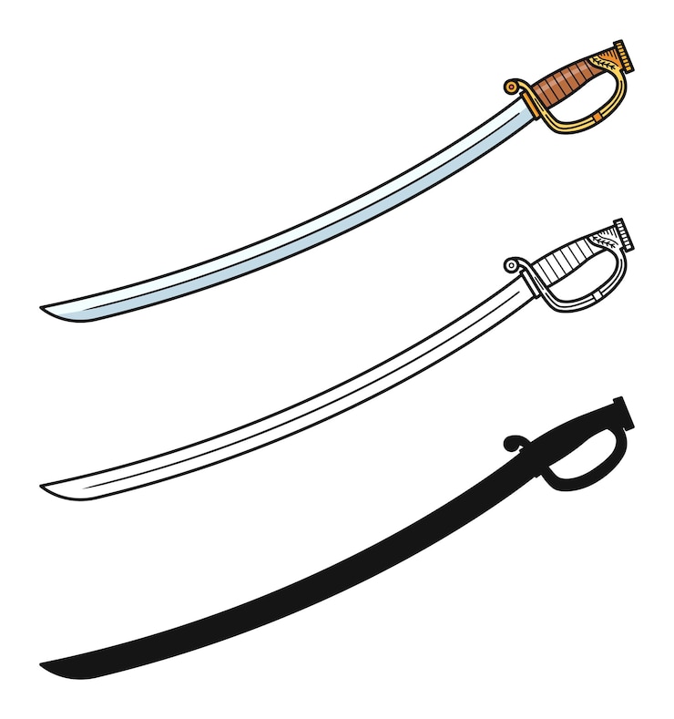 Vektör set of saber swords isolated on white