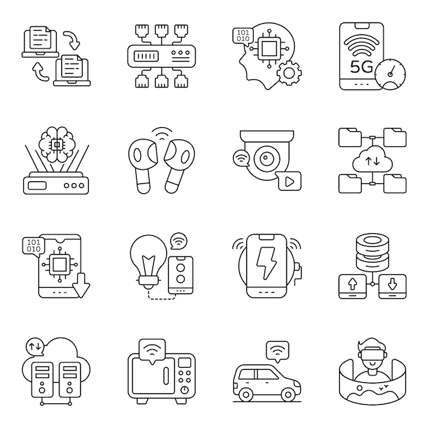 Set of Science and Chemistry Line Icons