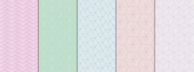 set of seamless geometric pattern vector illustration colorful background