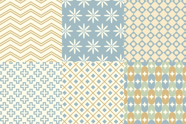 Set of seamless pattern in retro style