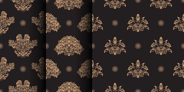 Set of Seamless pattern with Damask element Good for backgrounds and prints Vector illustration