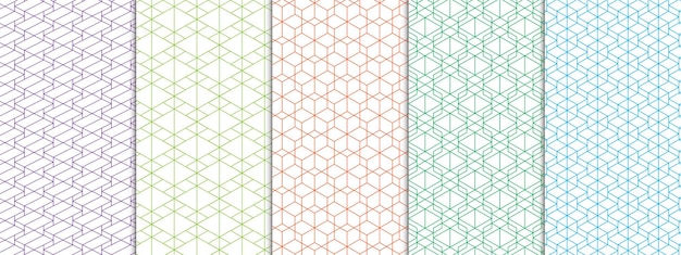 Set of Seamless Patterns Geometric Ornament Vector Illustration